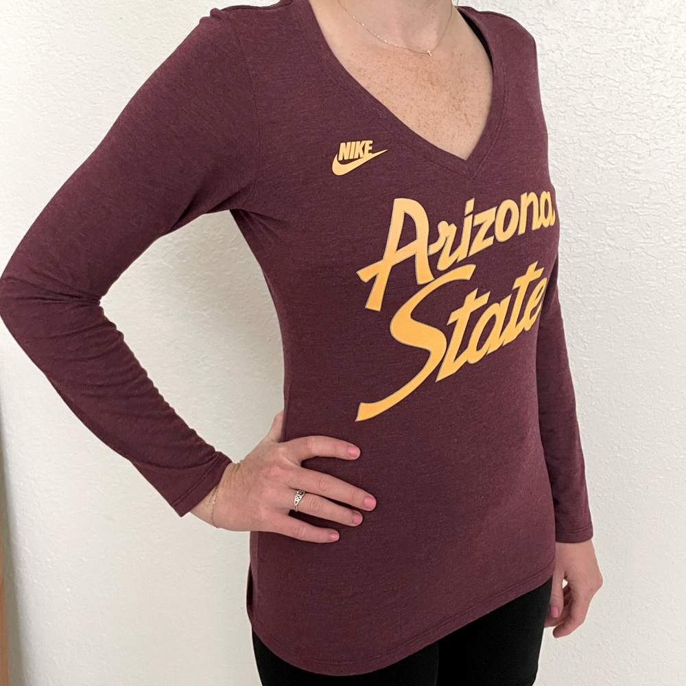 ASU Nike V-neck Long Sleeve Shirt Top Arizona State University
